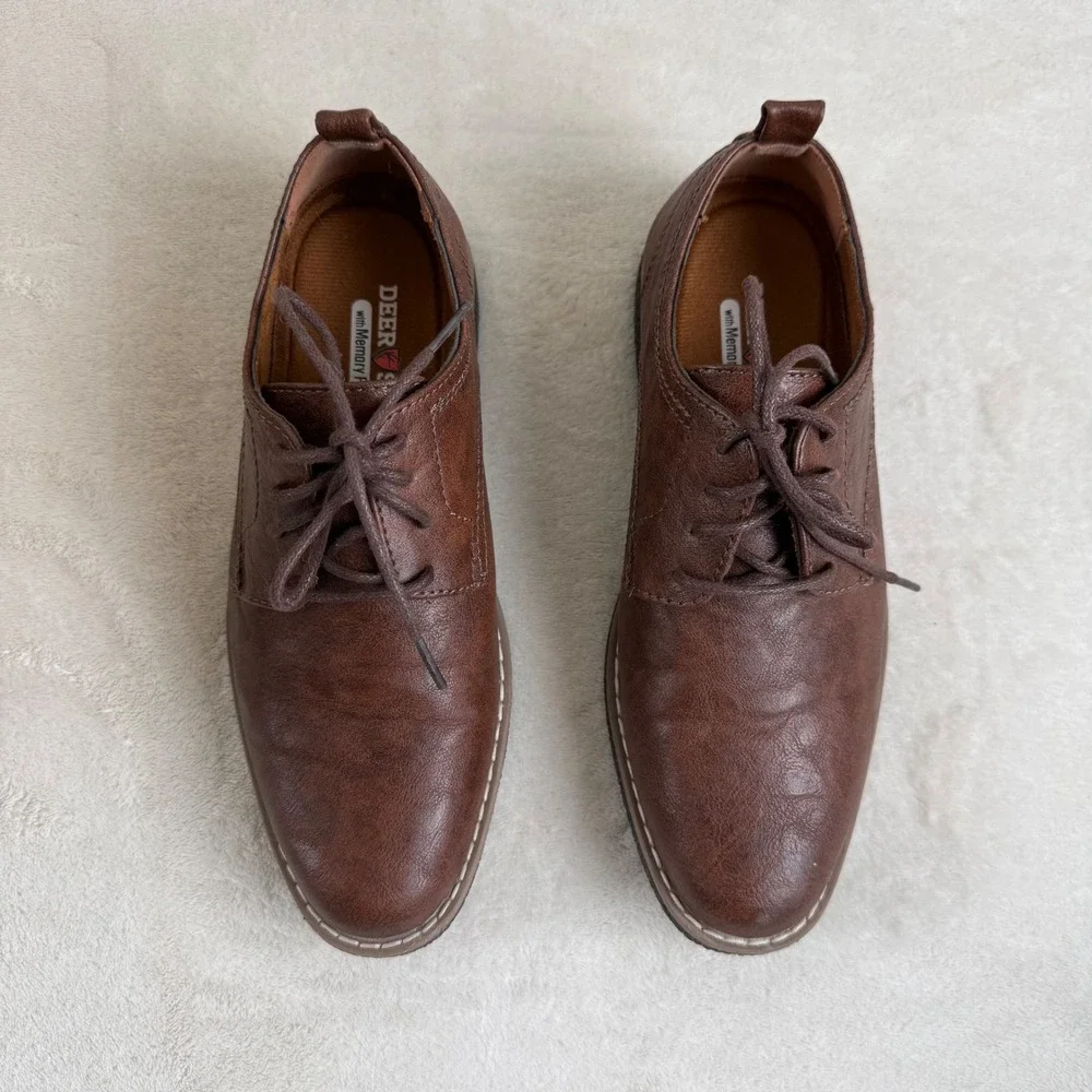 Deer Stags Boys Brown Simulated Leather Oxford Dress‎ Shoes Size 4 Formal Party
